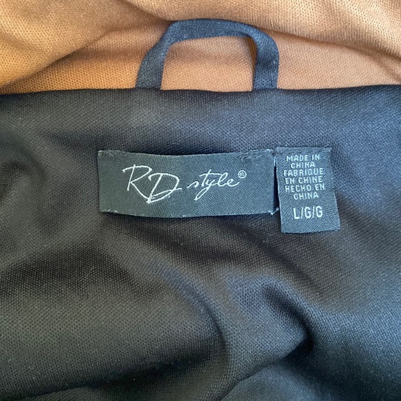 Black long Teddy bear coat with zip and brown trim - Picture 5 of 5